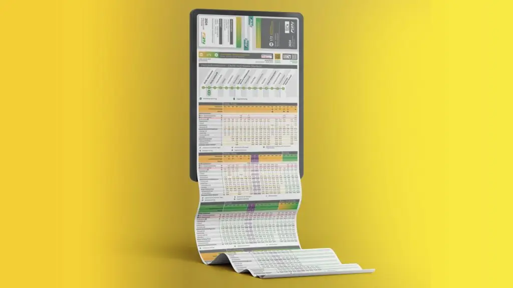Ein Ipad, welches den RTV Taschenfahrplan darstellt.