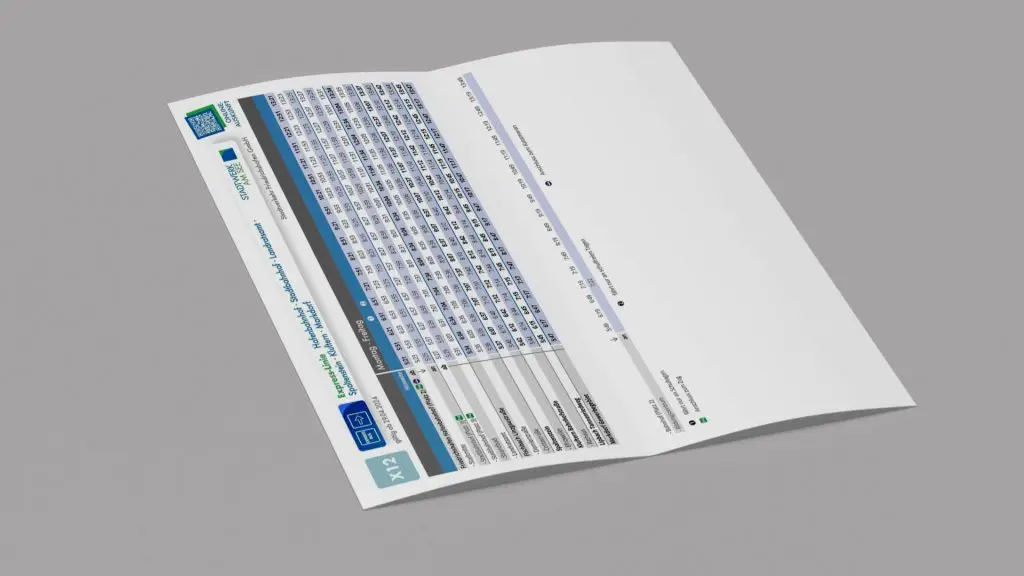 Für ein Din-Lang Fahrplanheft, aufbereiteter Fahrplan der Linie X12 vom Stadtverkehr Friedrichshafen