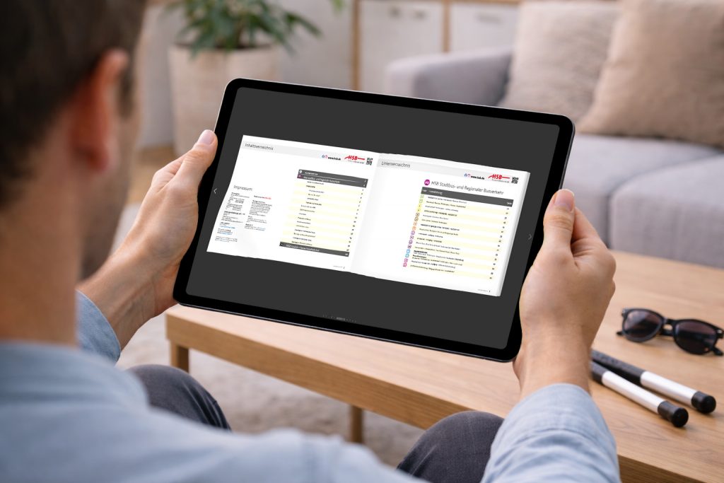 digitales, barrierefreies Fahrplanbuch der Stadt Hanau